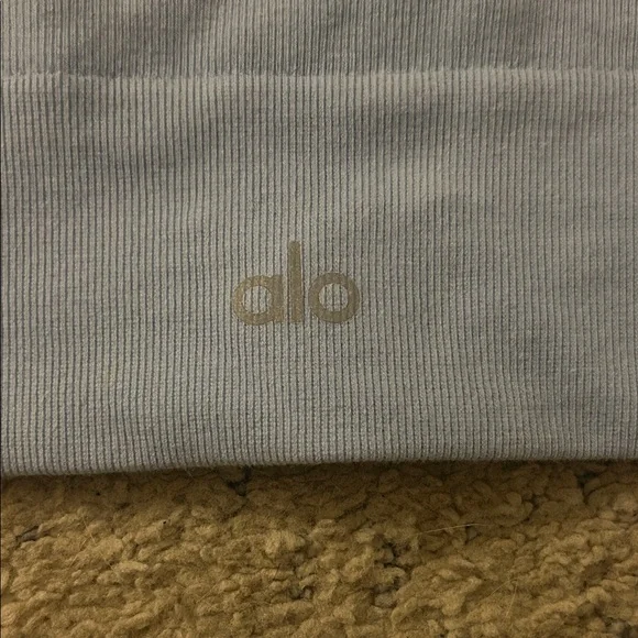 ALO Yoga Light Blue Ribbed Sports Bra - Picture 3 of 3